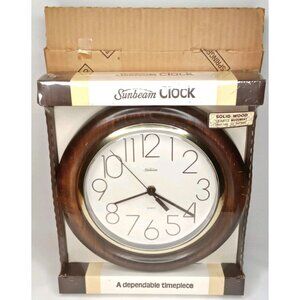 Vintage Quartz Clock & Original Box Woodbridge Sunbeam Made In USA 1980s Sealed